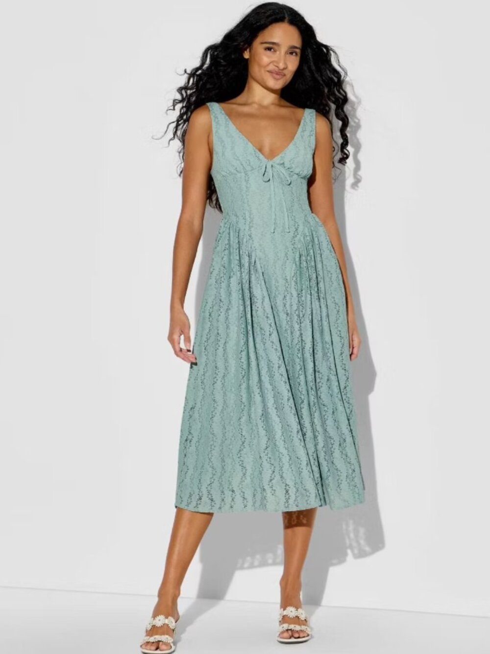 NWT Wild Fable Midi Lace Basque Empire Waist Dress